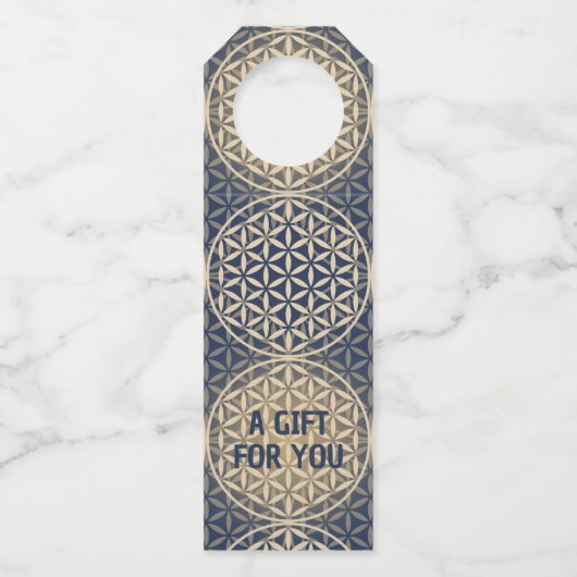 LEVENSSTROOM - blauw zandpatroon Flessenhanger (Voorkant)