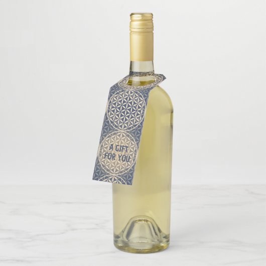 LEVENSSTROOM - blauw zandpatroon Flessenhanger (Schuin)