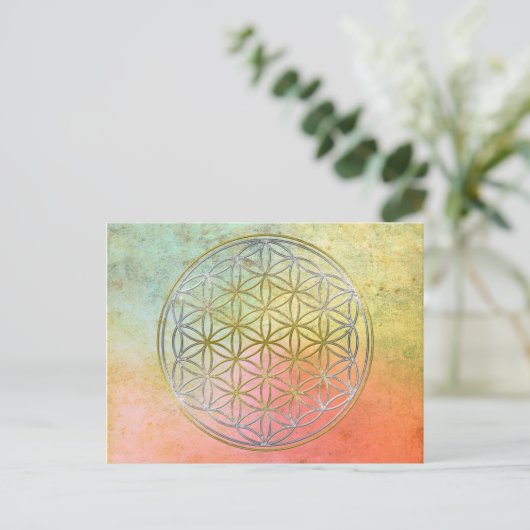 LEVENSSTROOM / Blume des lebens - BiColor Briefkaart (Staand voorkant)