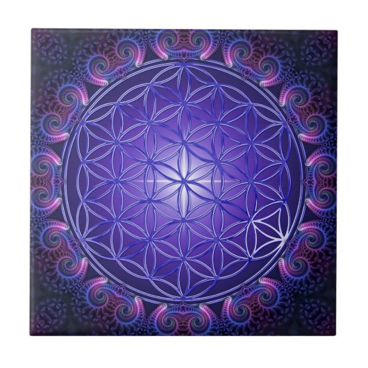 LEVENSSTROOM / Blume des Lebens Mandala I Square Tegeltje (Voorkant)