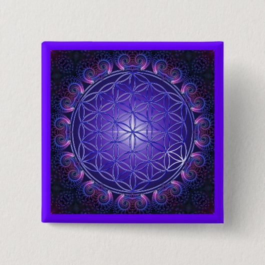 LEVENSSTROOM / Blume des Lebens Mandala I Square Vierkante Button 5,1 Cm (Voorkant)