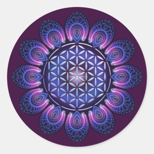 LEVENSSTROOM / Blume des Lebens - Mandala II Ronde Sticker (Voorkant)