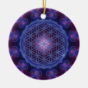 LEVENSSTROOM/Blume des Lebens Mandala II Square Keramisch Ornament
