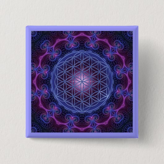 LEVENSSTROOM/Blume des Lebens Mandala II Square Vierkante Button 5,1 Cm (Voorkant)