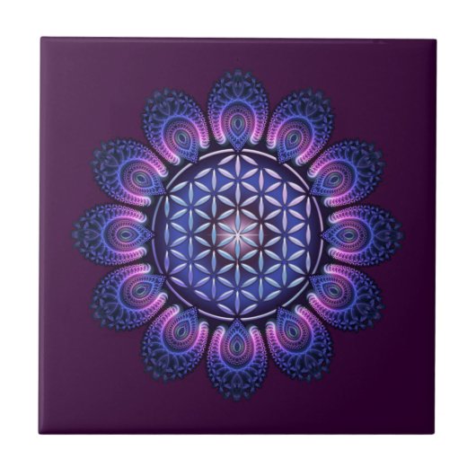 LEVENSSTROOM / Blume des Lebens - Mandala II Tegeltje (Voorkant)