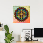 LEVENSSTROOM / Blume des Lebens - Mandala III Poster (Thuiskantoor)