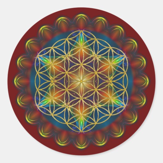 LEVENSSTROOM / Blume des Lebens - Mandala III Ronde Sticker (Voorkant)
