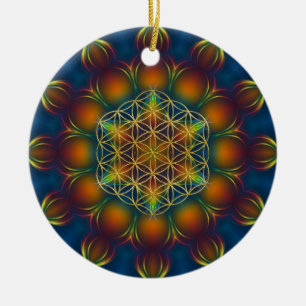 LEVENSSTROOM/Blume des Lebens Mandala III Square Keramisch Ornament