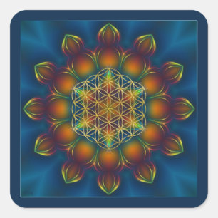 LEVENSSTROOM/Blume des Lebens Mandala III Square Vierkante Sticker