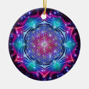 LEVENSSTROOM/Blume des Lebens Mandala IV Square Keramisch Ornament
