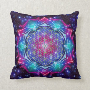 LEVENSSTROOM/Blume des Lebens Mandala IV Square Kussen