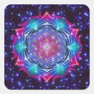 LEVENSSTROOM/Blume des Lebens Mandala IV Square Vierkante Sticker