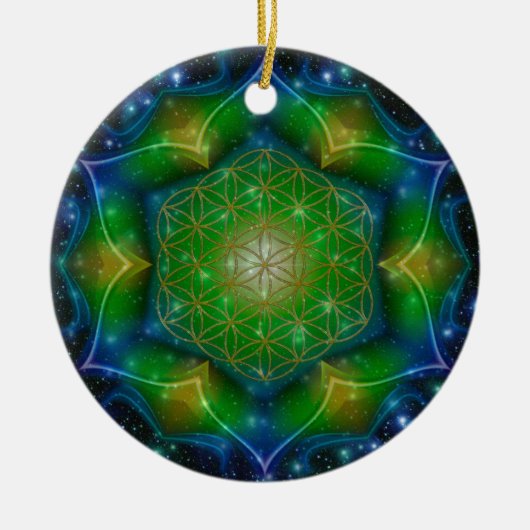 LEVENSSTROOM/Blume des Lebens Mandala V Square Keramisch Ornament (Voorkant)