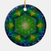 LEVENSSTROOM/Blume des Lebens Mandala V Square Keramisch Ornament (Achterkant)