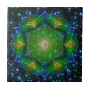 LEVENSSTROOM/Blume des Lebens Mandala V Square Tegeltje