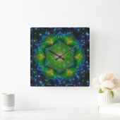 LEVENSSTROOM/Blume des Lebens Mandala V Square Vierkante Klok (Huis)