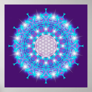 LEVENSSTROOM/Blume des Lebens Stars Mandala Poster