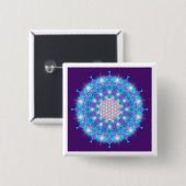 LEVENSSTROOM/Blume des Lebens Stars Mandala Vierkante Button 5,1 Cm (Voorkant /achterkant)