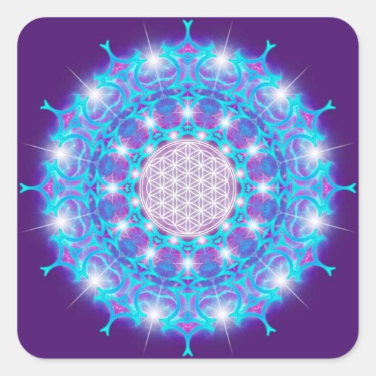 LEVENSSTROOM/Blume des Lebens Stars Mandala Vierkante Sticker (Voorkant)