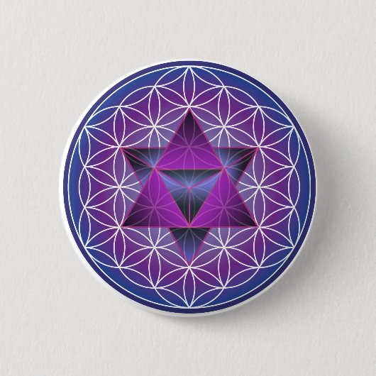 LEVENSSTROOM EN STAR TETRAHEDRON RONDE BUTTON 5,7 CM (Voorkant)