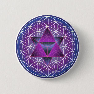 LEVENSSTROOM EN STAR TETRAHEDRON RONDE BUTTON 5,7 CM