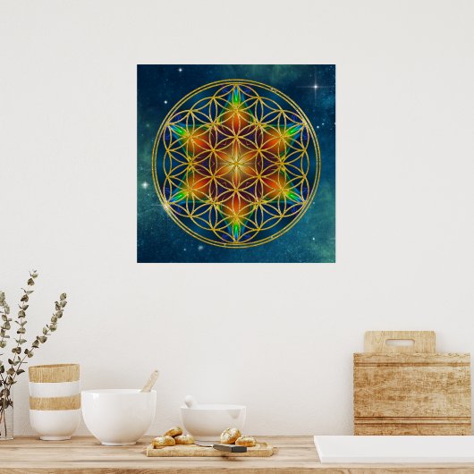LEVENSSTROOM - Fractal Blossom 1 Poster (Keuken)