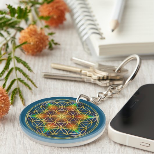 LEVENSSTROOM - Fractal Blossom 1 Sleutelhanger (Voorkant Rechts)