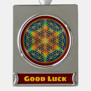 LEVENSSTROOM - Fractal Blossom 1 Verzilverd Banner Ornament