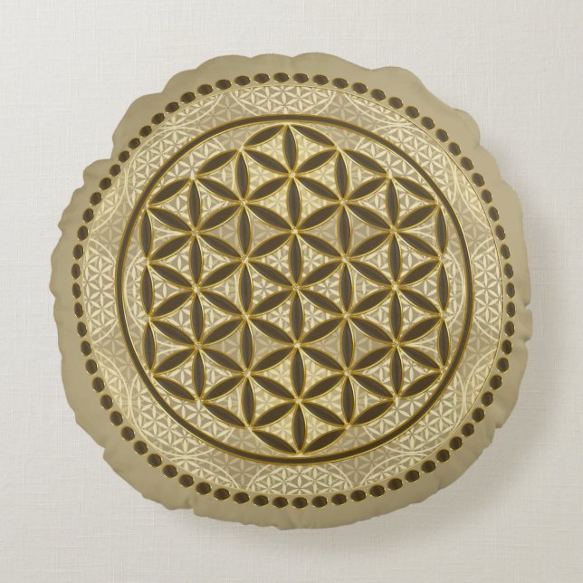 LEVENSSTROOM - Geometriesymbool Art 2 Rond Kussen (Voorkant)