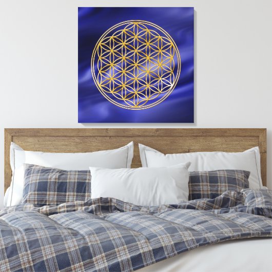 LEVENSSTROOM - goud Canvas Afdruk (Insitu (Slaapkamer))