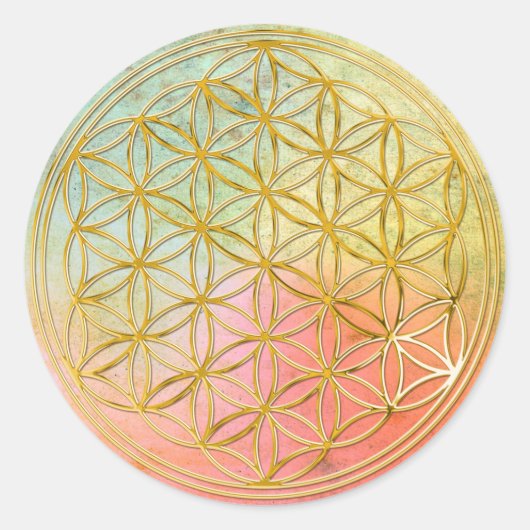 LEVENSSTROOM - goud Ronde Sticker (Voorkant)