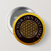 LEVENSSTROOM - goudkleurig Ronde Button 7,6 Cm (Voorkant /achterkant)