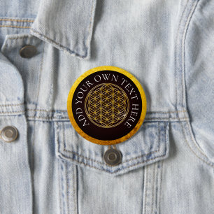 LEVENSSTROOM - goudkleurig Ronde Button 7,6 Cm