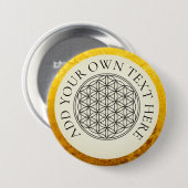 LEVENSSTROOM - goudzwart Ronde Button 7,6 Cm (Voorkant /achterkant)