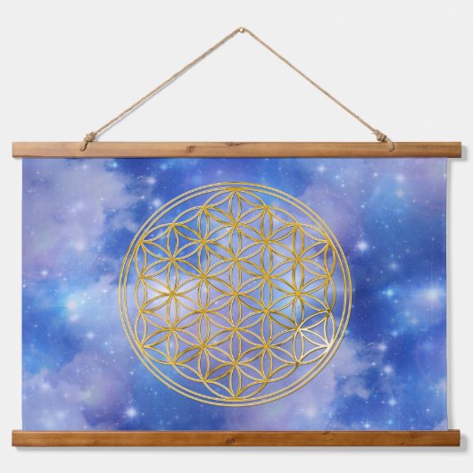 LEVENSSTROOM - Heilige Geometrie Golden Style Hangend Wandkleed (Voorkant)