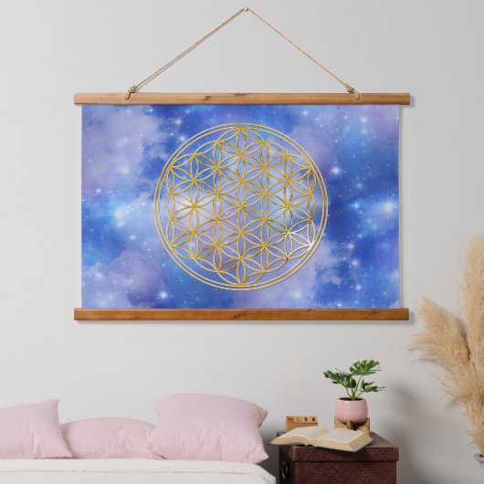 LEVENSSTROOM - Heilige Geometrie Golden Style Hangend Wandkleed (Slaapkamer)