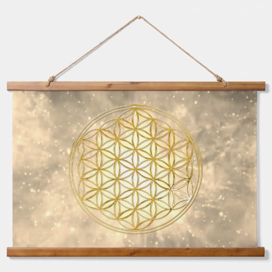 LEVENSSTROOM - Heilige Geometrie Golden Style Hangend Wandkleed (Voorkant)