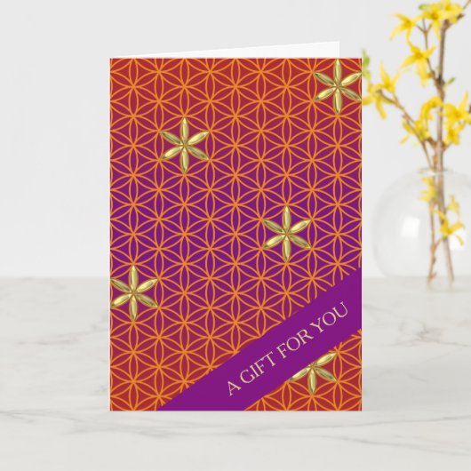 LEVENSSTROOM - rood goudpatroon Kaart (Gele Bloem)