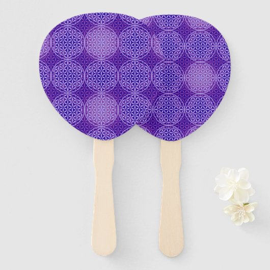 LEVENSSTROOM - violet lichtpatroon Handwaaier (Voorkant en achterkant)