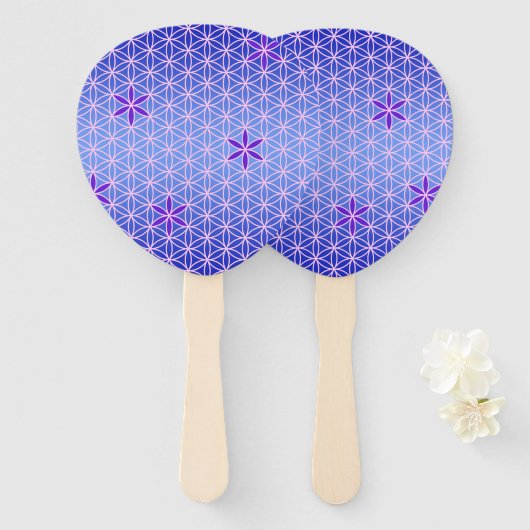 LEVENSSTROOM - violet roze patroon Handwaaier (Voorkant en achterkant)