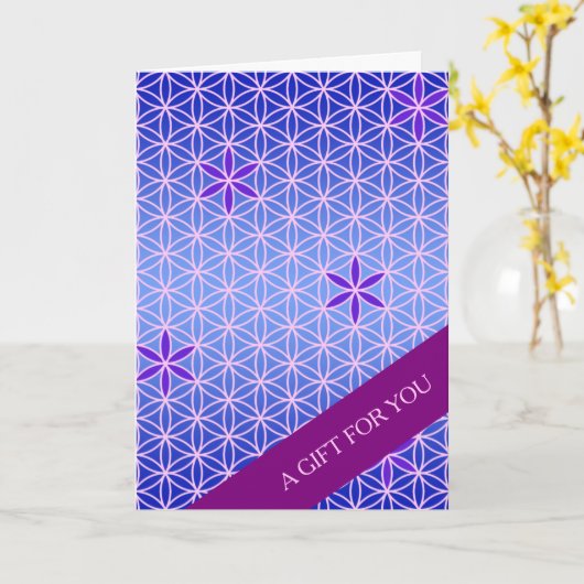 LEVENSSTROOM - violet roze patroon Kaart (Gele Bloem)