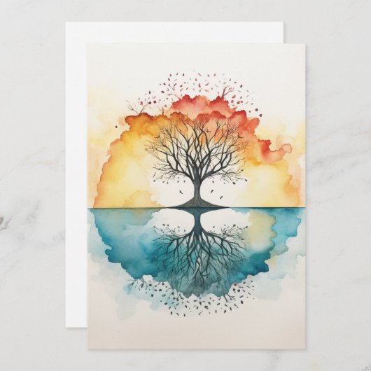 Levensstructuur van de waterverf feestdagenkaart (Voorkant / Achterkant)