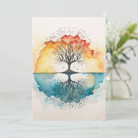 Levensstructuur van de waterverf feestdagenkaart (Staand voorkant)