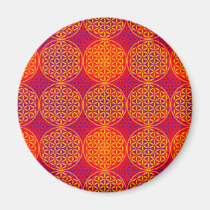 Levenstempelpatroon - oranje roze magneet