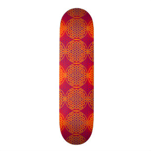 Levenstempelpatroon - oranje roze persoonlijk skateboard