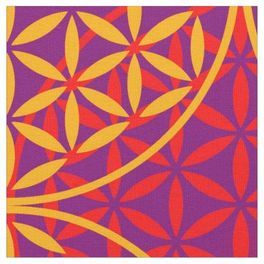 Levenstempelpatroon - oranje roze stof (Close Up)