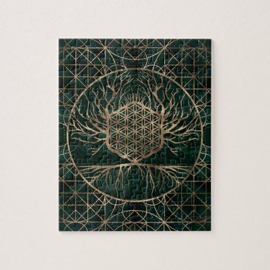 Levenstralen in de boom van het leven Malachite en Legpuzzel (Verticaal)