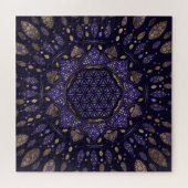 Levenstralen in Lotus Dot Kunstappels en goud Legpuzzel (Horizontaal)