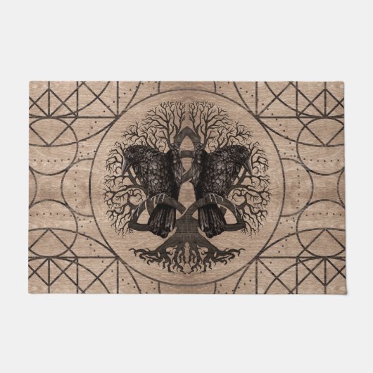 Levensvatboom - met een houten ravlies deurmat (Voorkant)