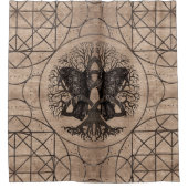 Levensvatboom - met een houten ravlies douchegordijn (Voorkant)